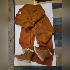 🆕️🧥Olive & Oak Long Duster Cardigan Sweater Dress, Brown - Sz S